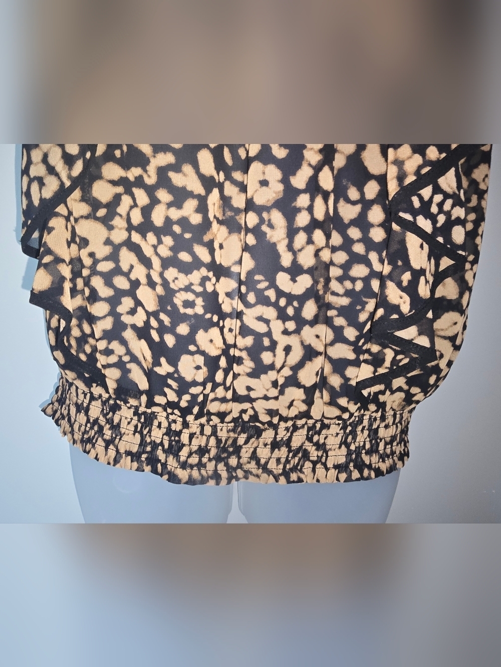 Express Womens Top Medium Black Brown Sleeveless Scoop Neck Career Blouse Size S - Picture 6 of 9